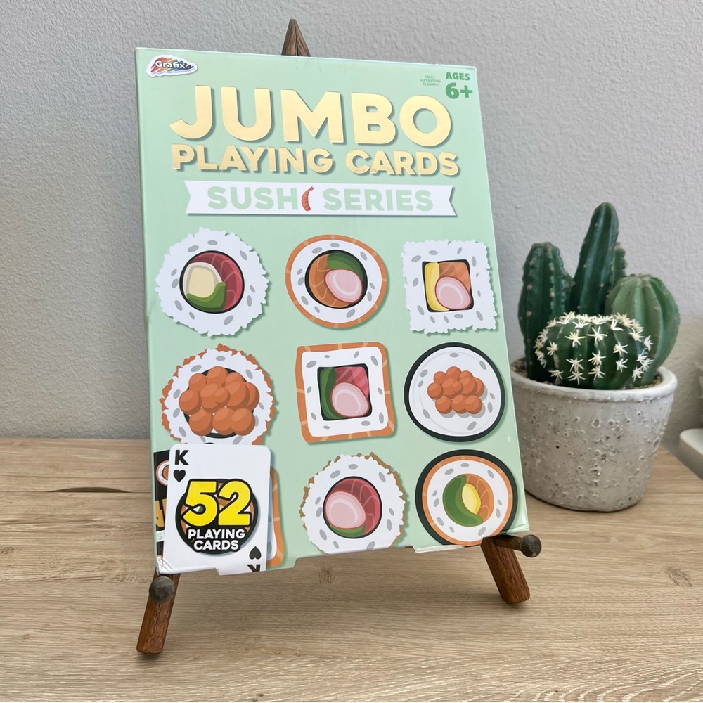 Grafix Jumbo Playing Cards Sushi Series Oversized‎ 52 Card Deck Novelty Game NWT